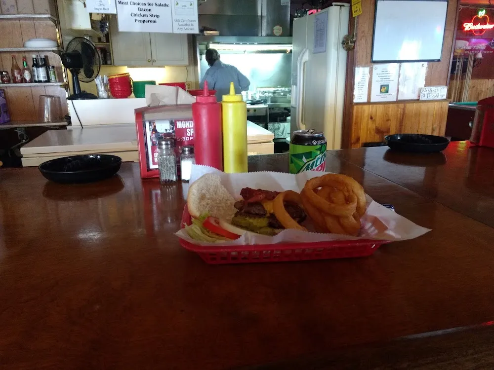 Burger and Onion Rings
